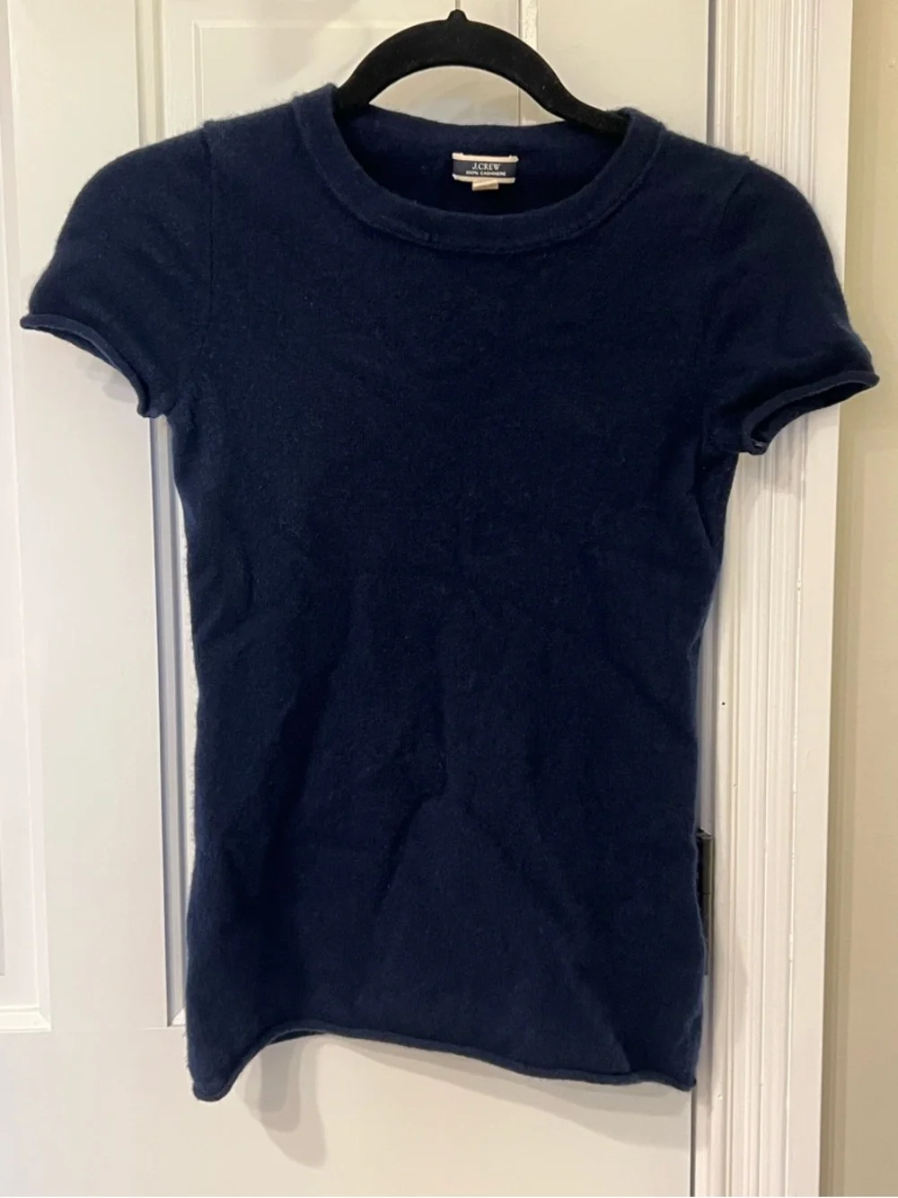 J. Crew Cashmere Short Sleeve Sweater Navy Blue XS